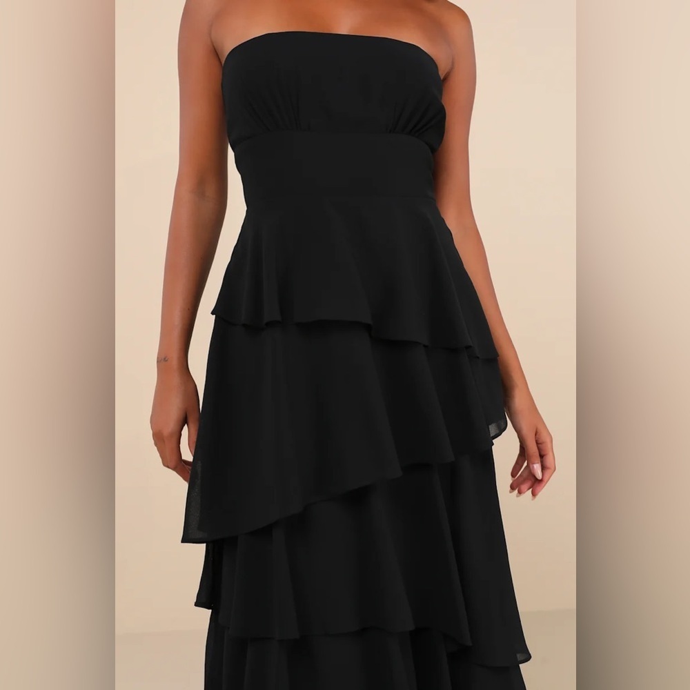 Lulus Gorgeous Essence Black Strapless Tiered Maxi Dress - Picture 4 of 12